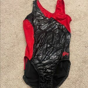 GK Women’s XS Red and Black Sparkle Leotard
